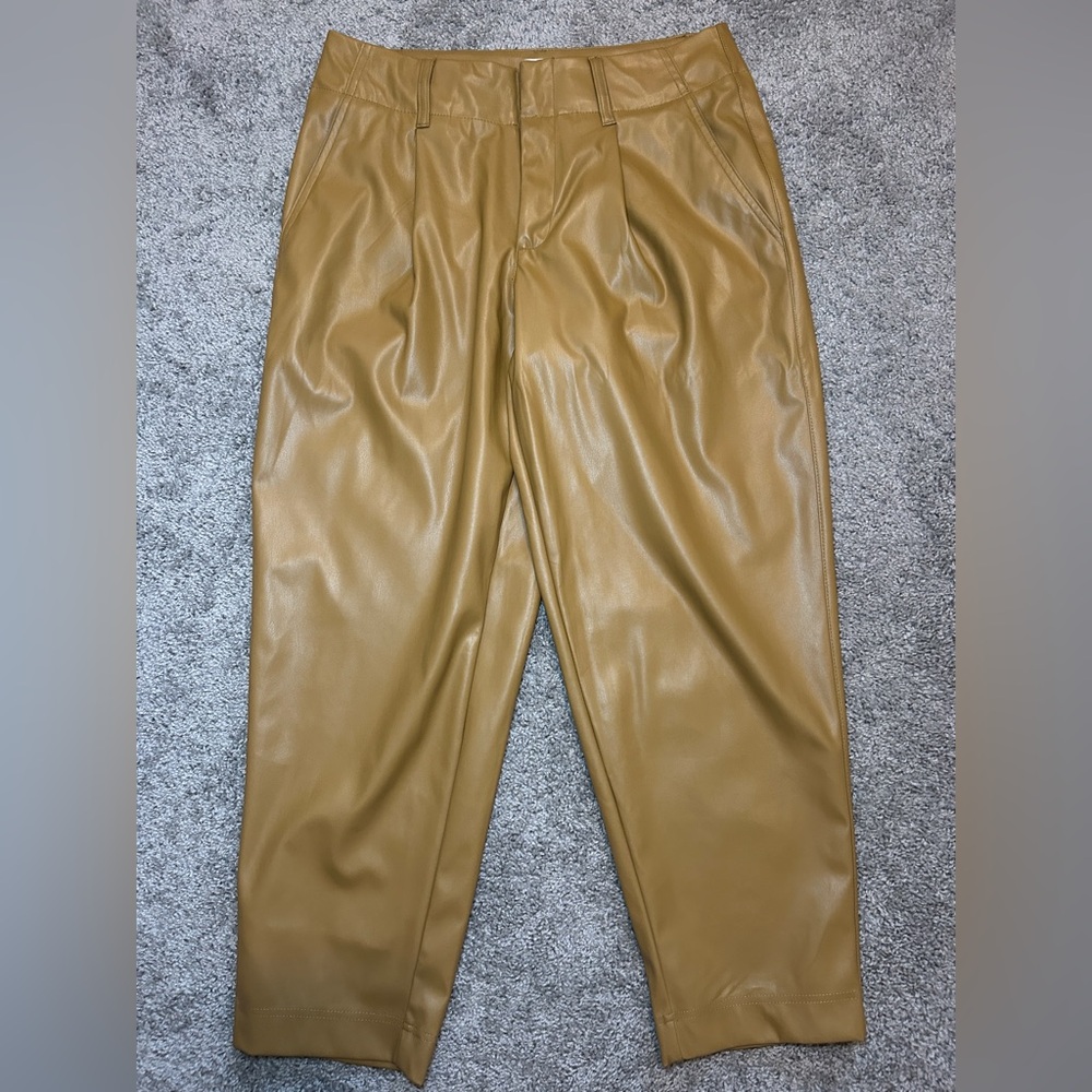 A New Day women’s Faux Leather Tapered Pants - Tan